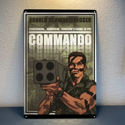 Commando Arnold Schwarzenegger Film-Metallposter Blechschild