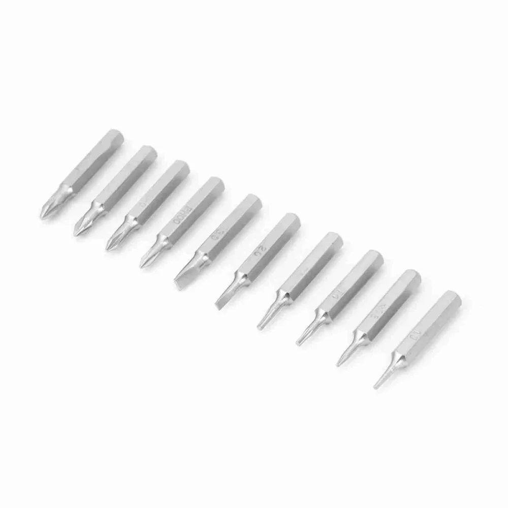 10pcs 4mm Shank Screwdriver Bits Set Slotted Bits Cross Head Phillips Screwdriver Bits 28mm Length S2 Steel