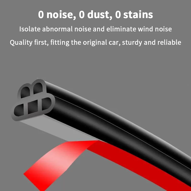 Anti-Dust Car Door Soundproof Rubber Seal Strip 5 Meters, Universal Auto Weatherstrip Accessories