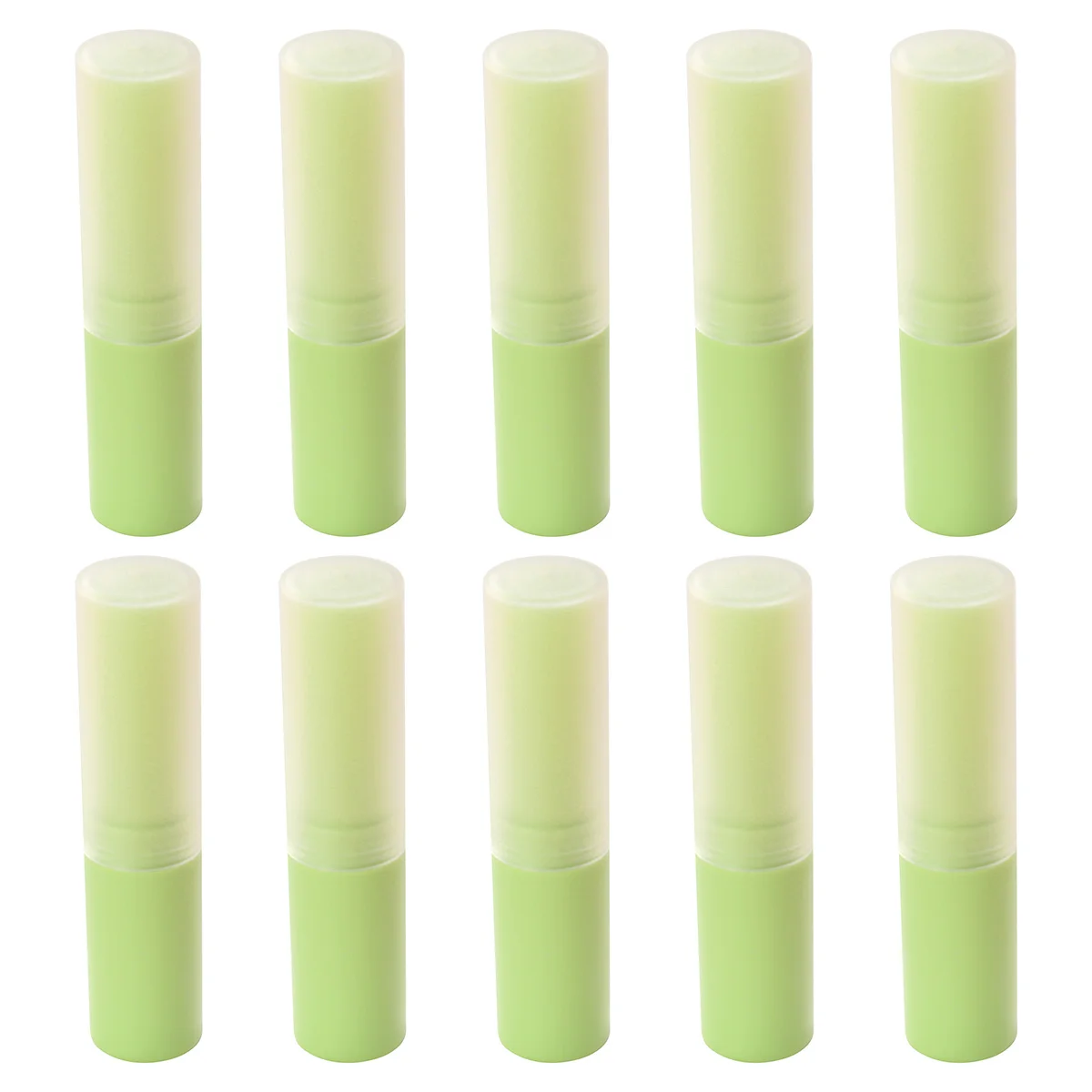 

10 Pcs Tube Lipstick with Cover Caps Green Empty Containers Blam Tubes