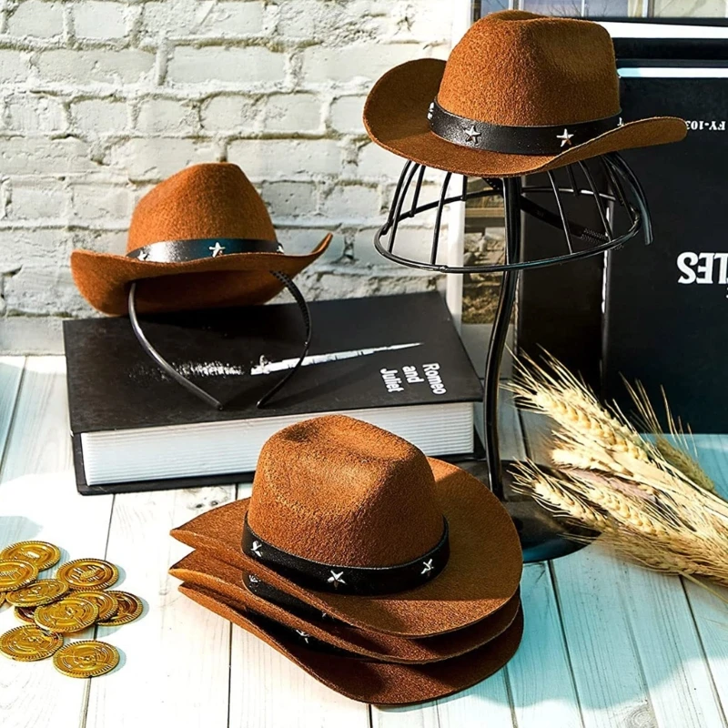 Party Hairband Cosplay Mini Cowboy Hat Headband Halloween Costume Headdress Adult Teens Holiday Headgear Head Accessory