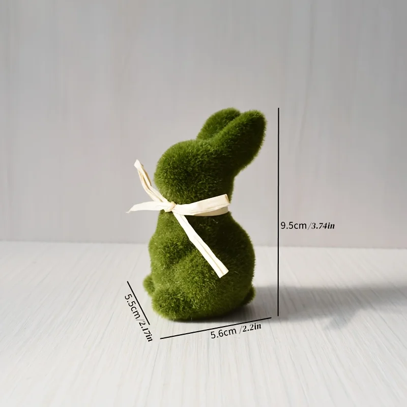 Easter Bunny Decorative Figurines, Flocked Foam Rabbit Ornaments with Bow, for Home and Party Decor, Rabbit Accessories