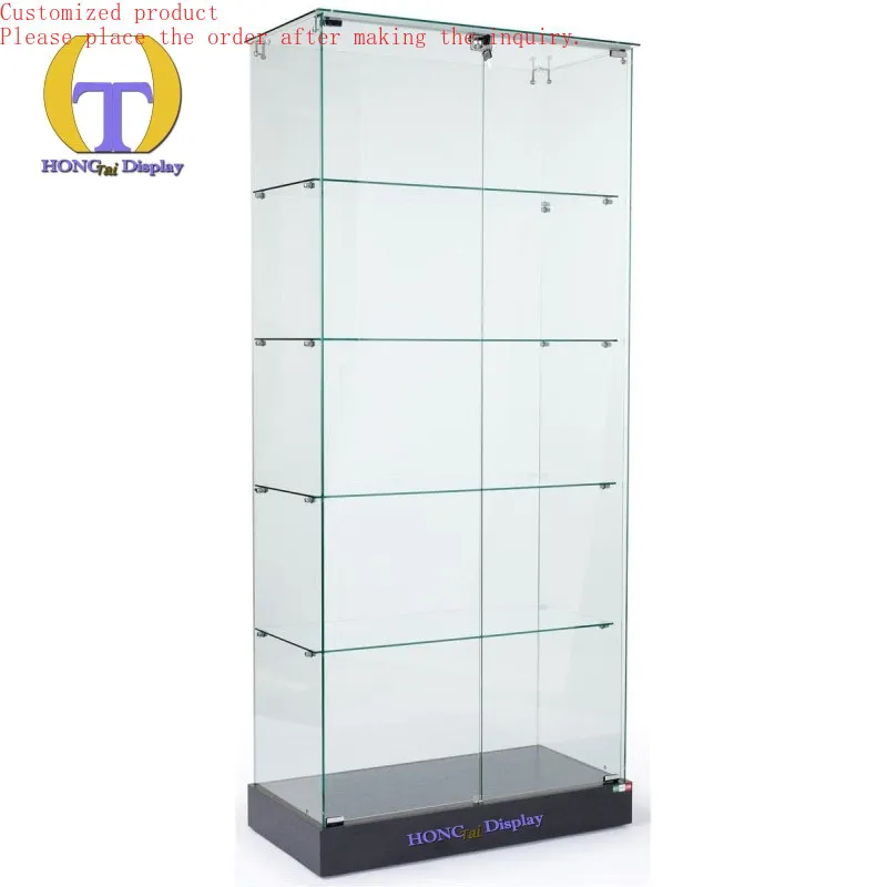 Custom.Lockable Display Cabinets Economical Full-Visual Frameless Smoke Store Display Design Led Light With Retail Shop Counter