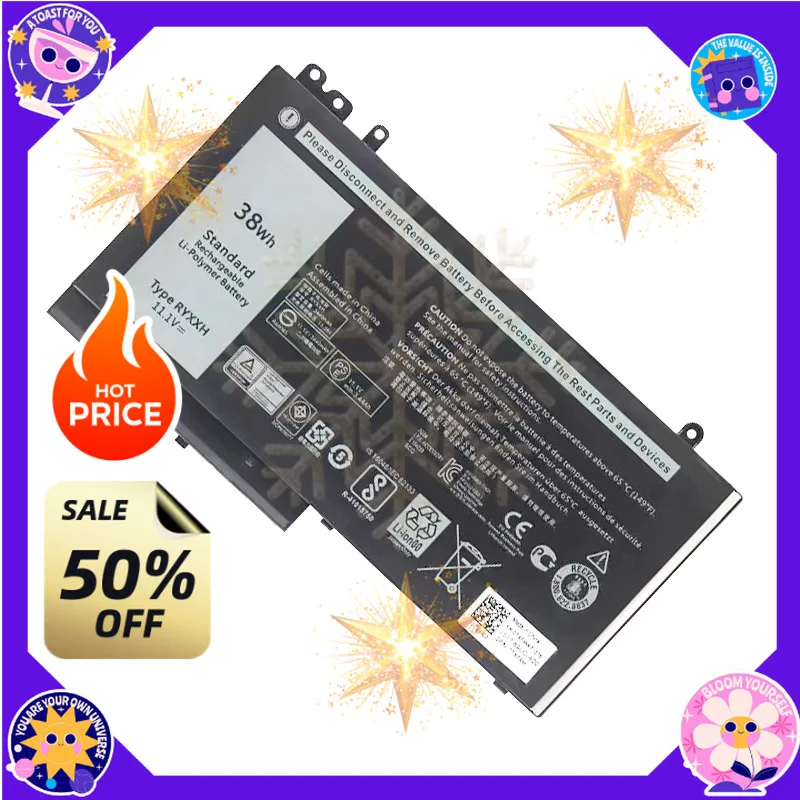 SWZY Laptop BatteryRYXXH 11.1V 38Wh For Dell Latitude E5250 E5450 E5550 12 5000 11 3150 3550 3160 Series Notebook 9P4D2