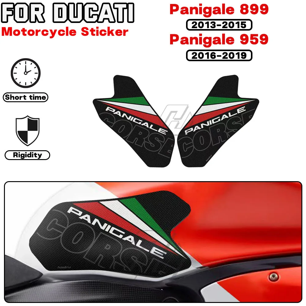 

For DUCATI Panigale 899 959 1199 2012-2022 Motorcycle Anti-slip Side Fuel Tank Pad Knee Decal Protection Stickers With Moto Logo