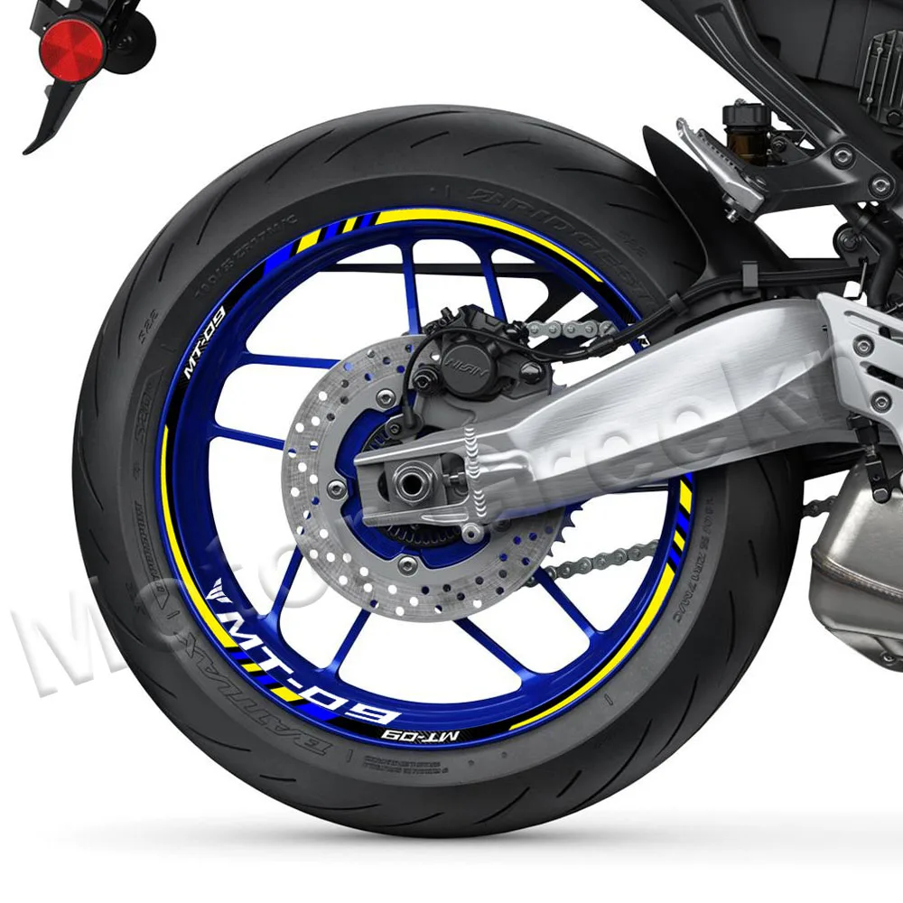 For All Mt09 MT-09 mt09 Reflective Motorcycle Wheel Stickers MotorBike Accessori Edge Outer Rim Stripe Decals Waterproof