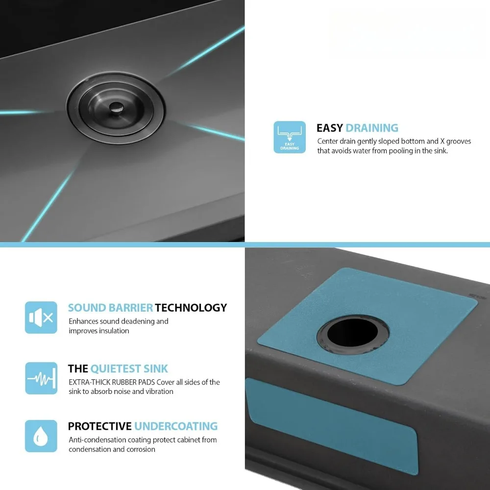 Black Undermount Kitchen Sink - Undermount Kitchen Sink Workstation Black Stainless Steel Sink Handmade Single Bowl Kitchen