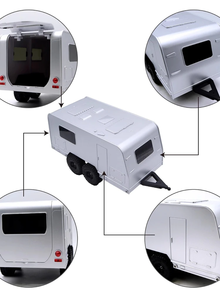 Premium 1/18 Wohnmobil-Anhänger mit Schale – Upgrade-Teile für TRX4M / Mustang / Defender (AX-8560) Offroad-Kletterwagen