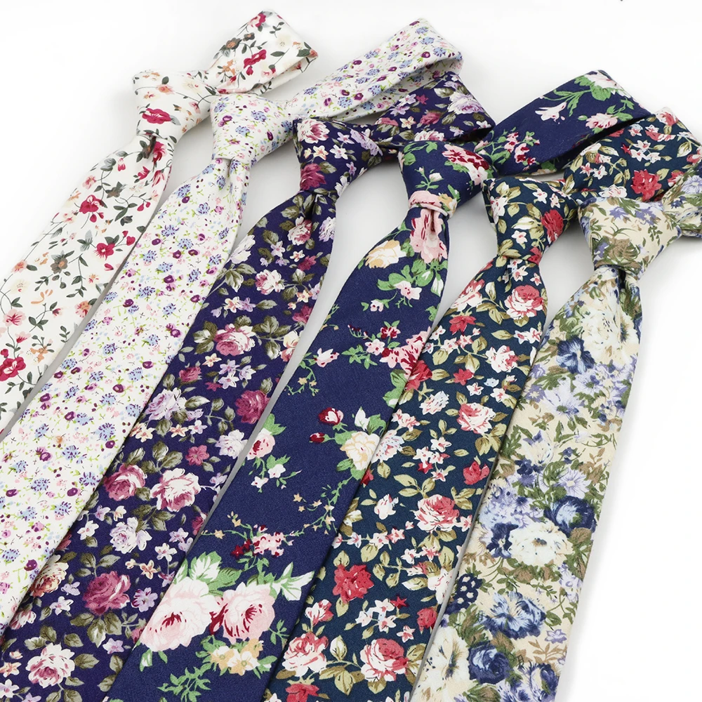 New 6cm Artist Men's Women's Classic Floral Cotton Tie Elegant Beautiful Yellow Pink Flower Necktie Wedding Party Accessory Gift