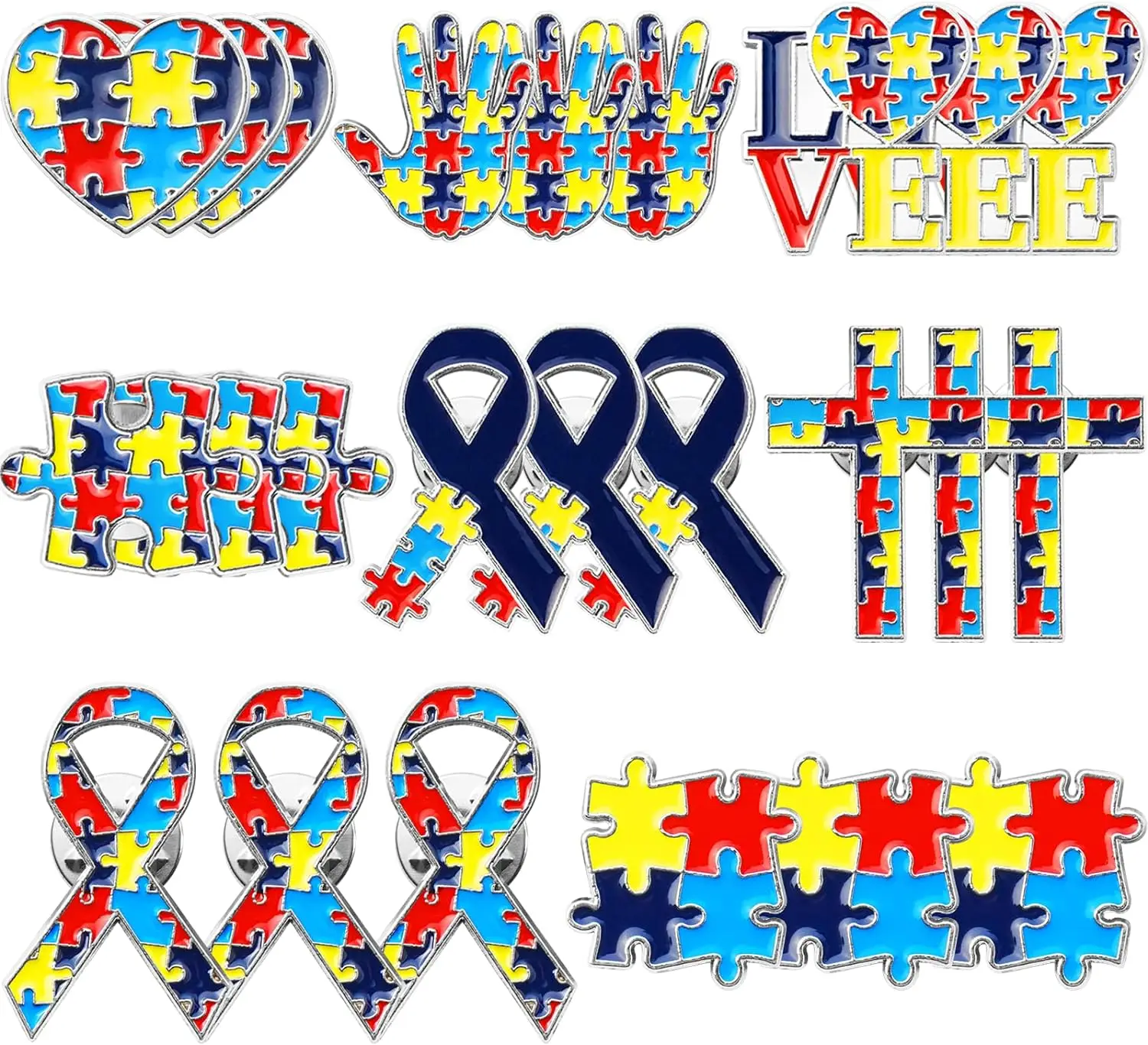 1 Pcs Autism Awareness Pin Autism Pins Lapel Pin Multi Color Autism Puzzle Piece Brooches Pins for Backpacks Sleeves Hats