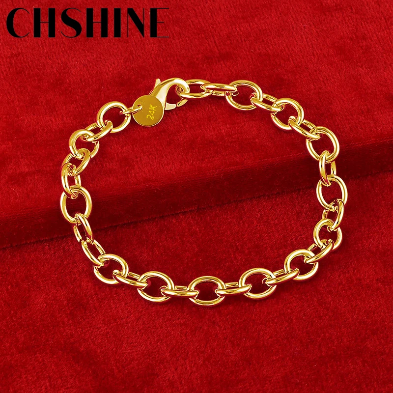 

CHSHINE 925 Sterling Silver 18K Gold Geometric Simple Chain Bracelet For Women Wedding Engagement Party Fashion Charm Jewelry