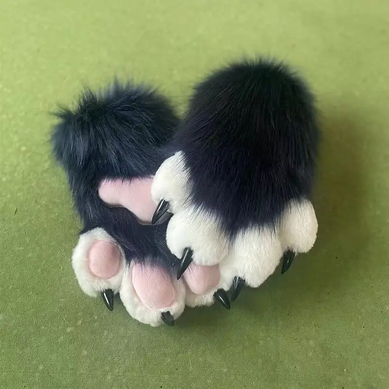 Accesorio Kig Fursuit Kigurumi, garras de animales peludos, guantes para uñas, disfraz de Cosplay, accesorios de Cosplay de pata de Animal peluda, regalo para niños