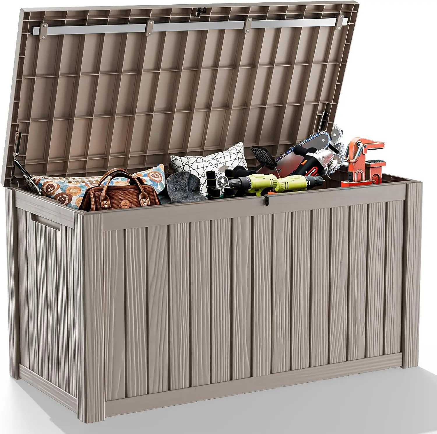 Caja de almacenamiento para exteriores 45-230, muebles de Patio impermeables, herramientas de jardín, cojines, accesorios para piscina, banco de almacenamiento con cerradura