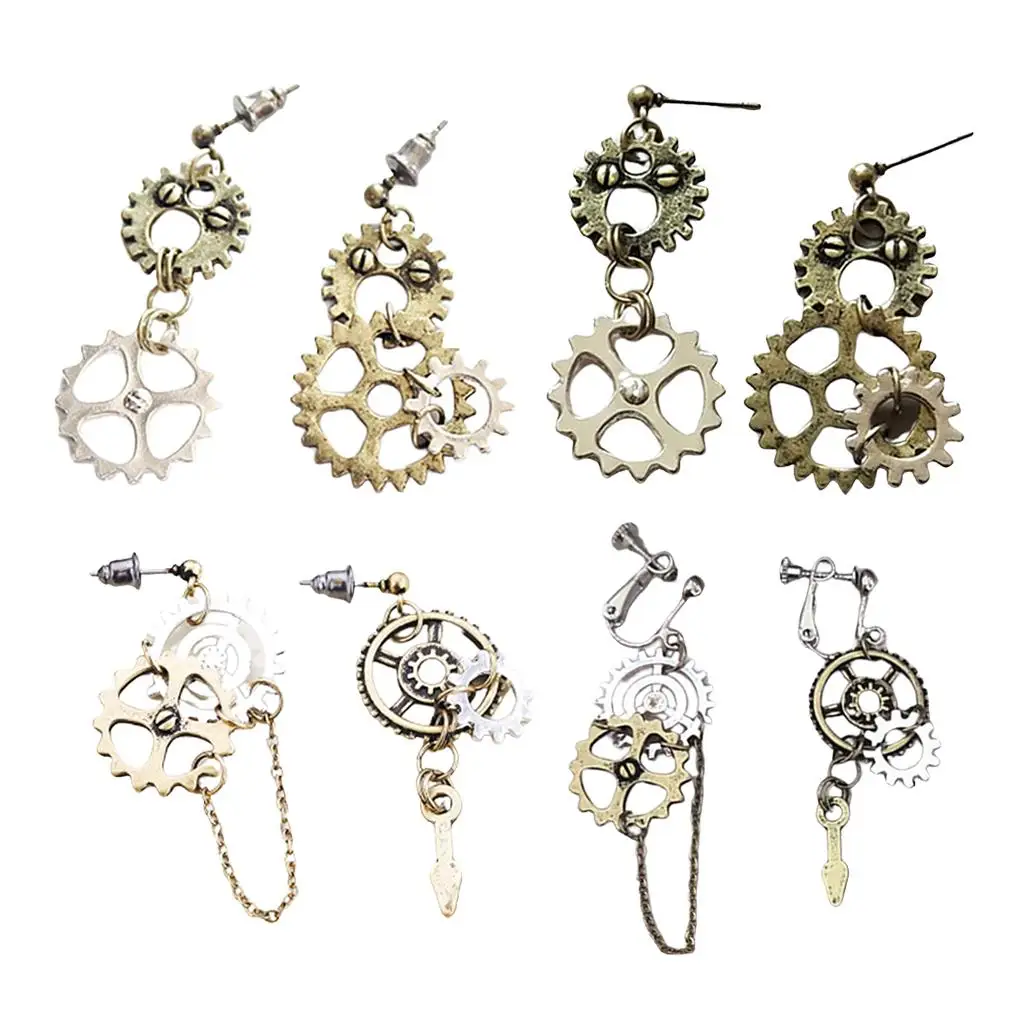 Pendiente de gota de engranaje Punk gótico Steampunk para mujer, Pendientes colgantes mecánicos de roca, Joyería Moderna para mujer