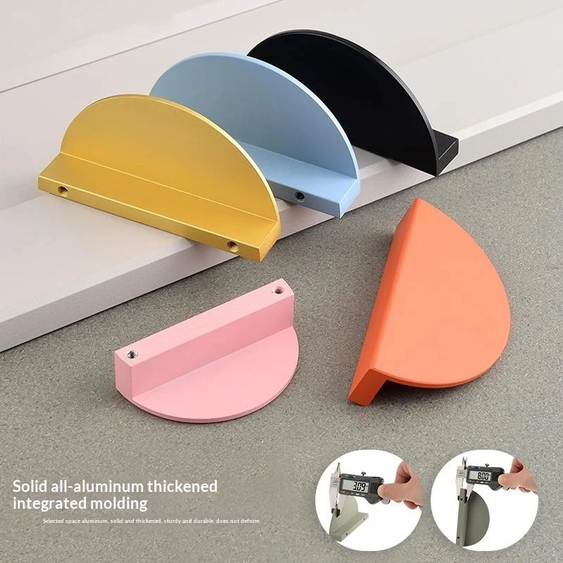 1Piece Colorful Kitchen Cabinet Handles Wardrobe Door Drawer Knob Semi-circular Cream Style Children's Room Color Handle Pairing