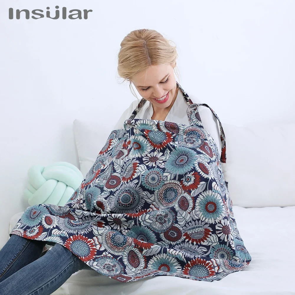 Insular Breastfeeding Cover Baby Infant Breathable Cotton Muslin Nursing Cloth Large Nursing Feeding Cover Cape Apron 70*100CM