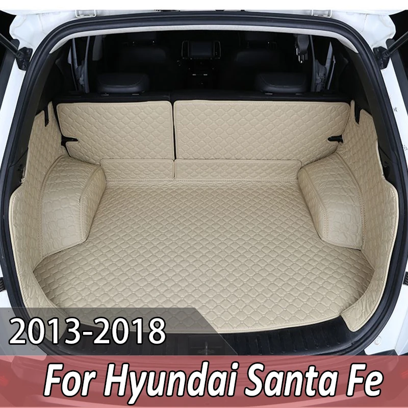 High quality The Trunk Cargo Leather Liner For Hyundai Santa Fe 5 seats 2013-2018 Car Trunk Mat Cargo Compartment Carpet Mud