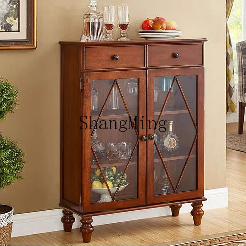 ZYY خزانة مشروبات من الخشب الصلب بباب مزدوج لتخزين مطعم الضيوف وخزانة عرض زجاجية للمطاعم