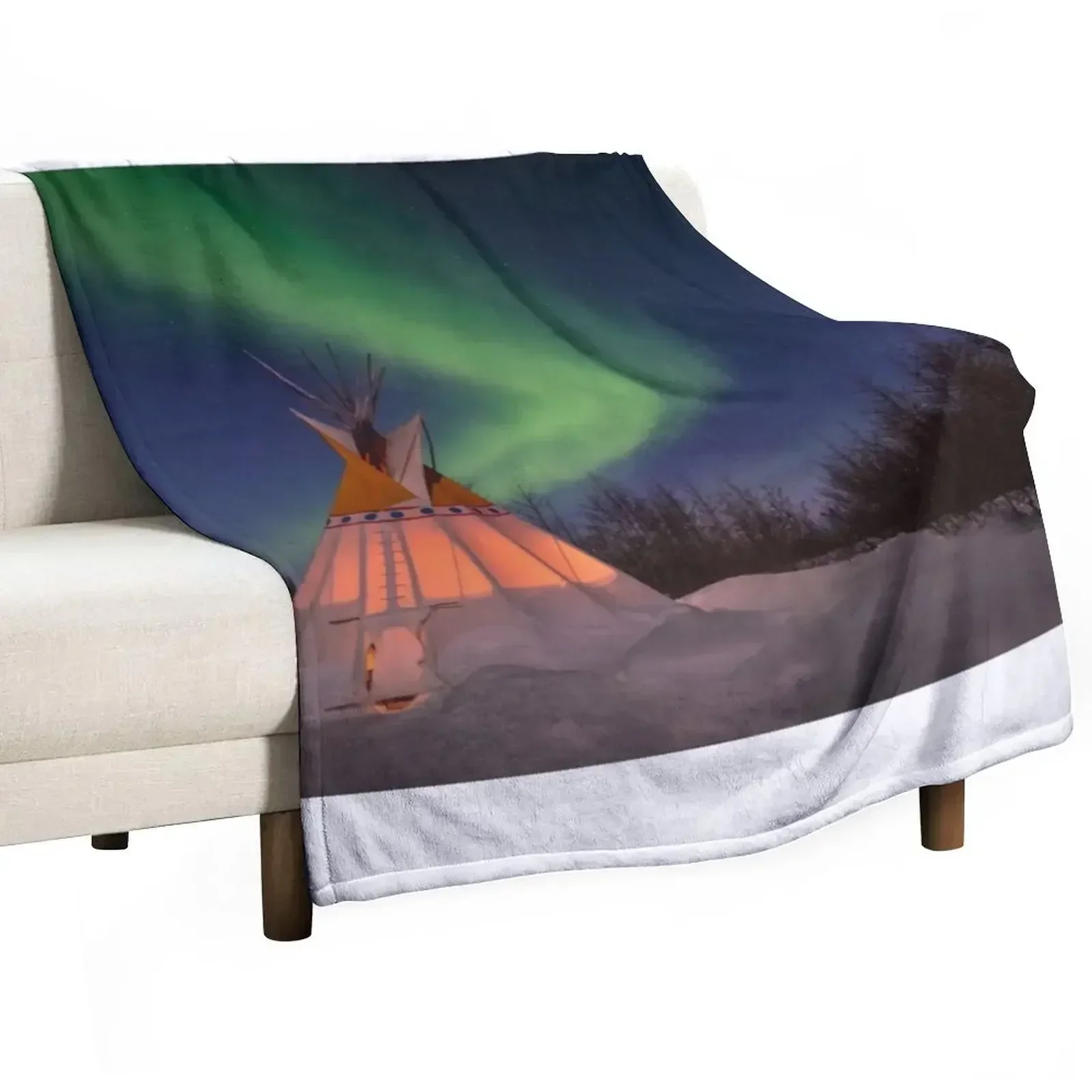 Aurora Borealis Teepee Throw Blanket for winter Furrys For Decorative Sofa Soft Big Blankets