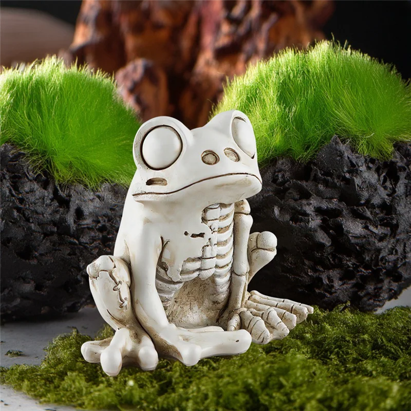 HW Modello di scheletro di rana Statua di scheletro di animale di Halloween Realistico scheletro di animale terrificante Decor Ornamenti di rana