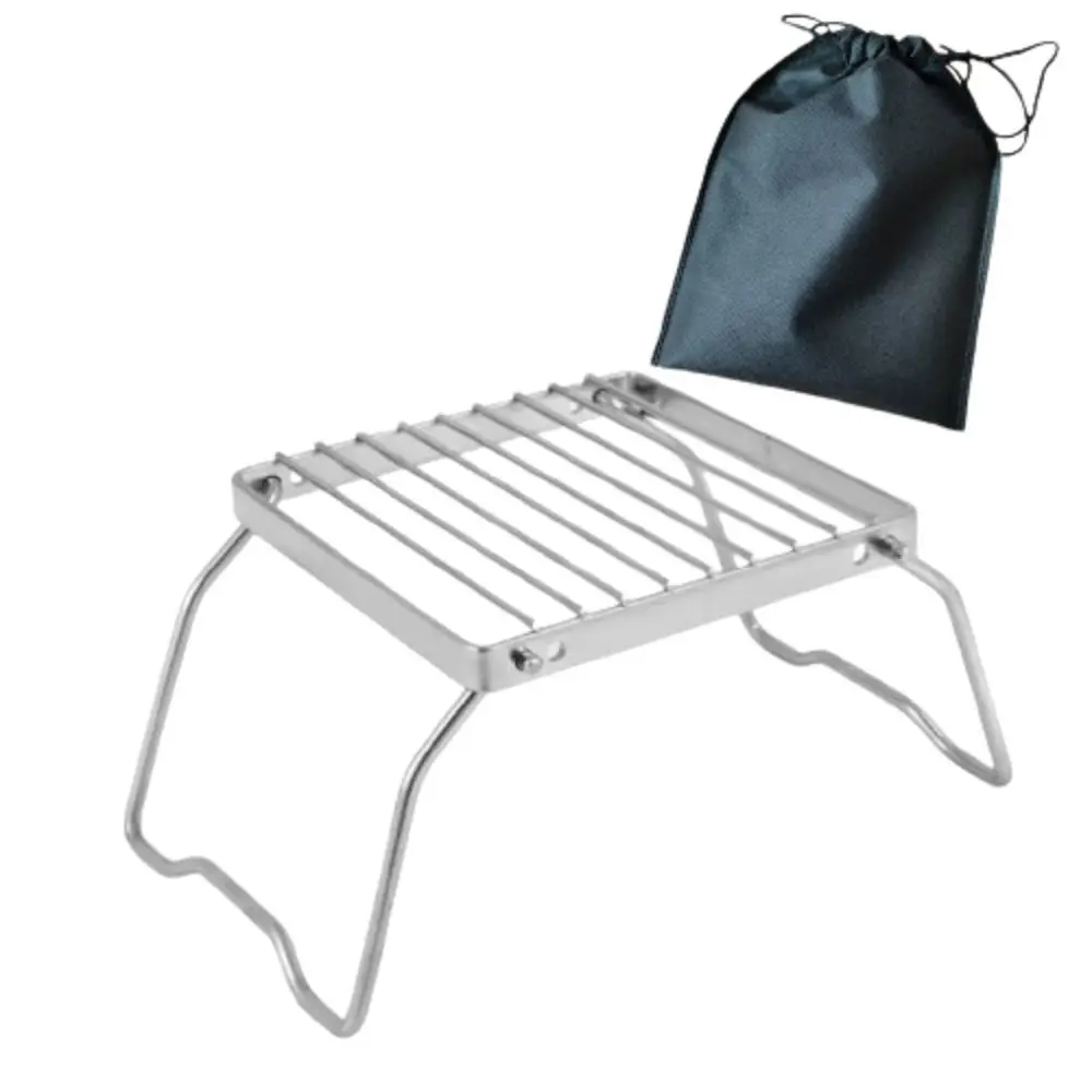 Portable Mini BBQ Grill Rack Adjustable Outdoor Stainless Steel BBQ Grill Corrosion Resistan Durable Grill Burn-er Stand Home