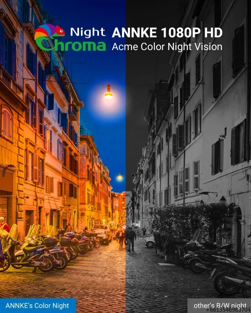 ANNKE NightChroma 1080p HD Security Camera True Full Color Night Vision Outdoor Waterproof CCTV Turret Camera