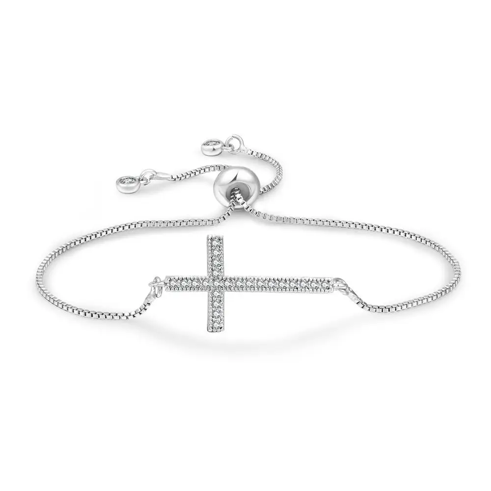 Cross Boutique Bracelet Zircon Pave CZ Golden Silvery Bangle For Women Charm Jewelry Exquisite Classical Decoration