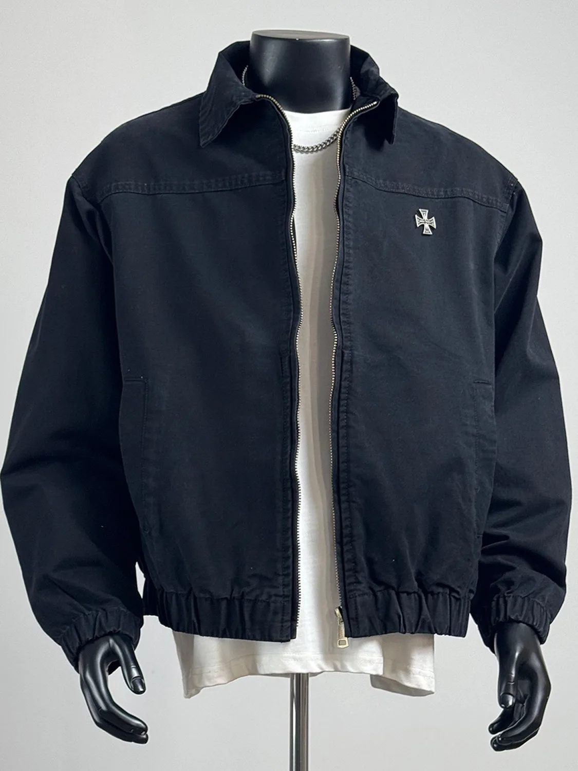 

Retro Workwear Collared Jaet Men Spring Autumn Versatile Outerwear Thi Metal Pin Waed Casual Top ort Sve Long