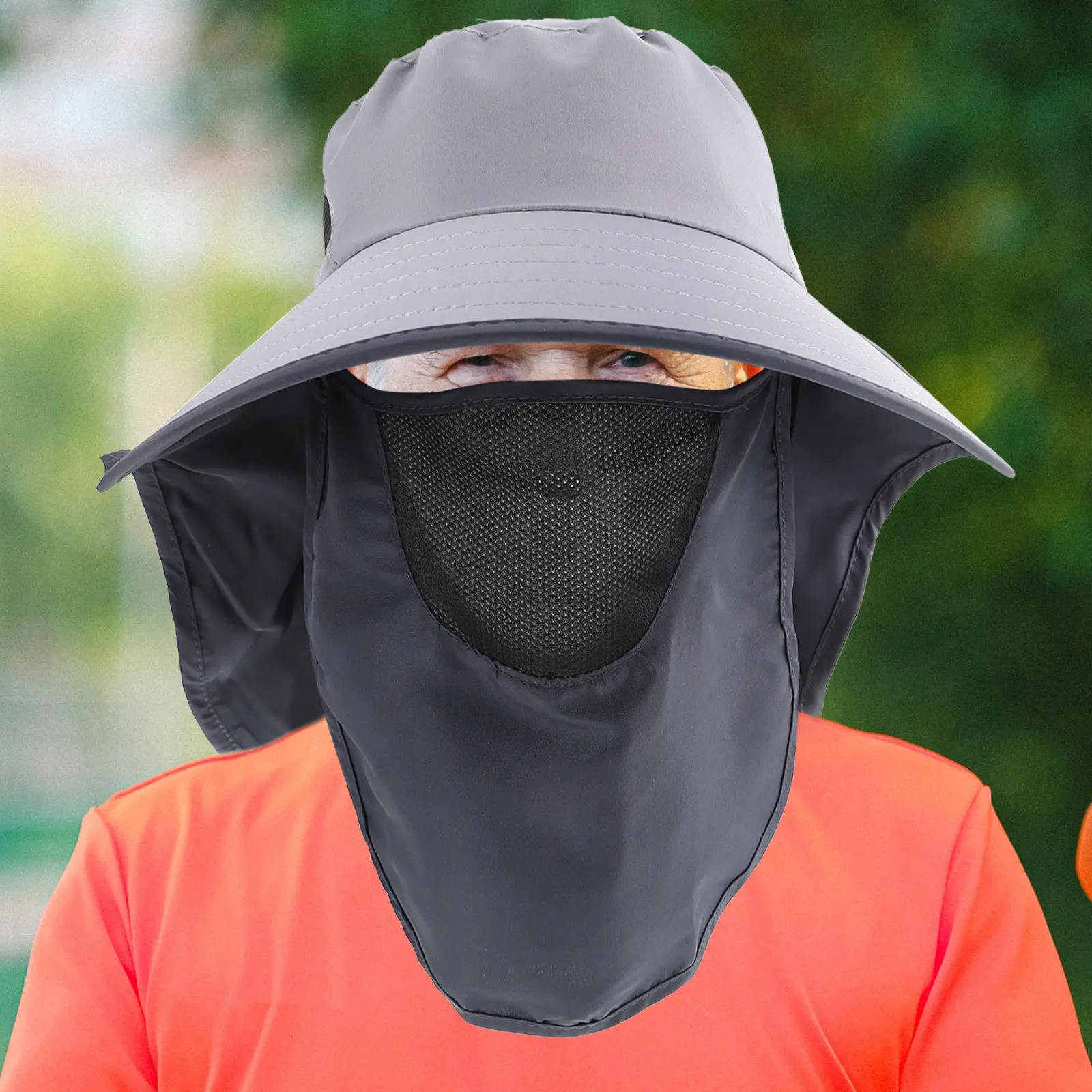 

Men Outdoor Sun Protection Hat Cotton Wide Brim Breathable Fishing Gardening Face Cover Sun Shade Hat Fishing Face Cover