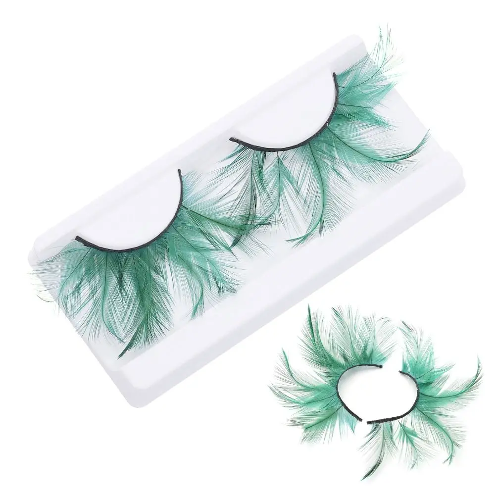 Eyelash Extension Feather Eyelashes Halloween Costume Feather False Lashes Green Extra Long Anime Cosplay