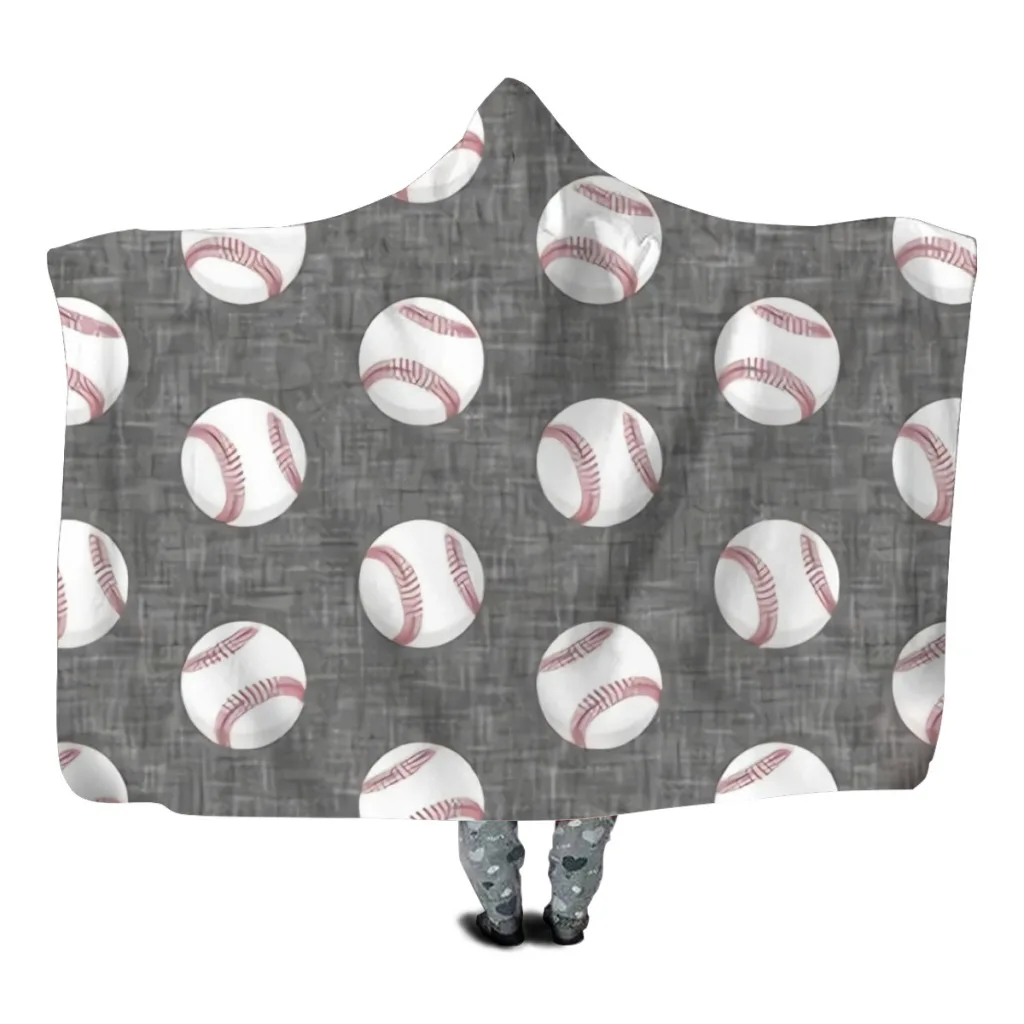 

Baseballs Grey Kids Sherpa Fleece Hoodie Blanket With Sleeves Warm Winter Wearable TV Blanket Hoodies for Kids Blankets