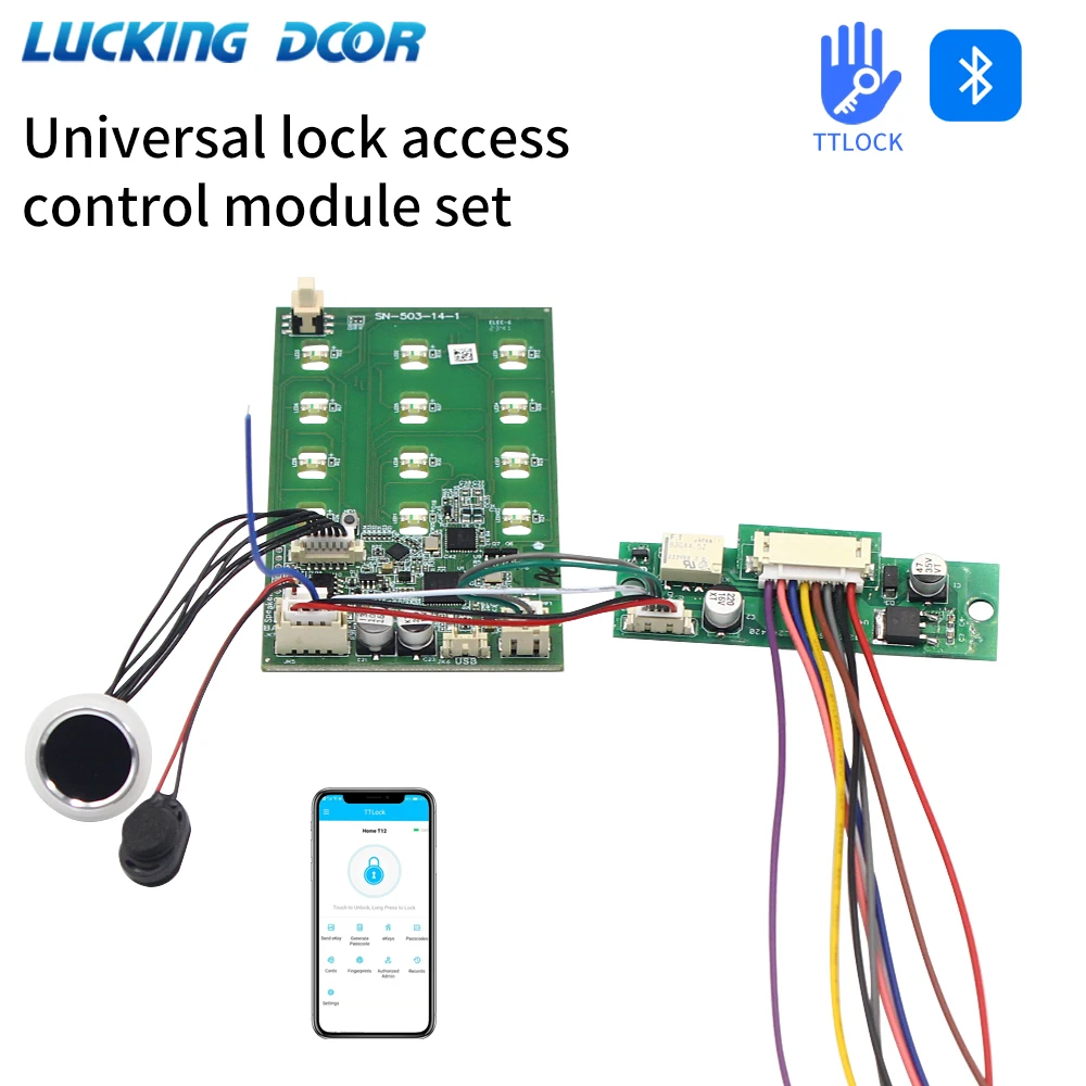 TTLOCK Fingerprint Access Control Switch Module RFID IC Card Bluetooth Door Lock Module App Control Delay Relay for Smart Home