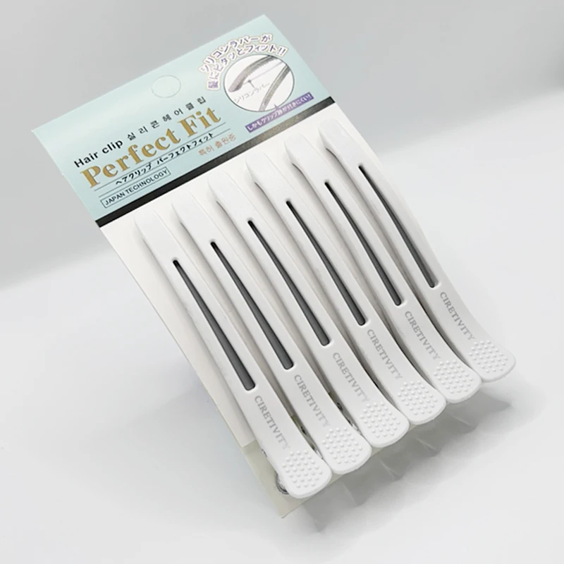 6 fermagli per capelli professionali per lo styling, sezionamento, antiscivolo, senza traccia, fermagli per capelli con fattura d'anatra, con fascia in silicone, per salone e casa