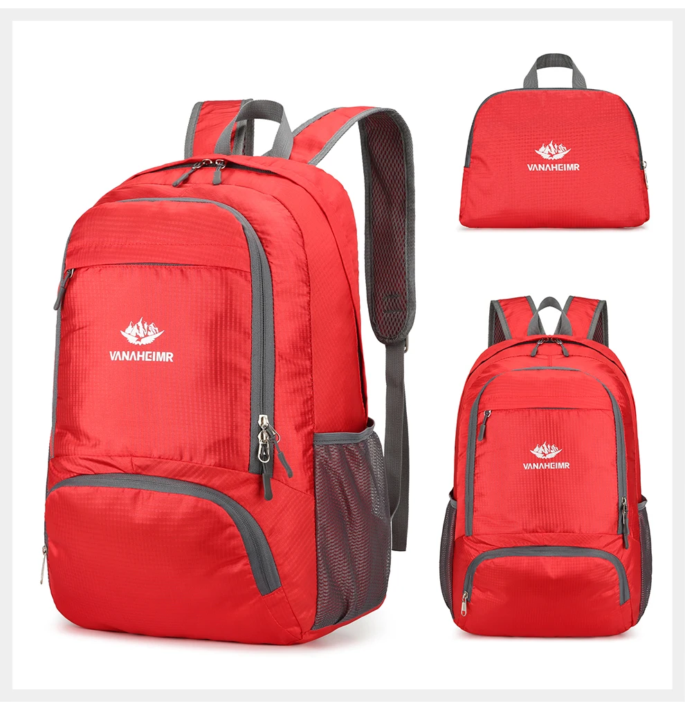 23l packbarer Rucksack faltbare ultraleichte Outdoor-Reisetasche großer zusammen klappbarer Rucksack Wander reise rucksack Bergsteiger-Tages rucksack Geringes Gewicht hohe Kapazität Wasserabweisendes Gewebe Top Punc – Detail 22