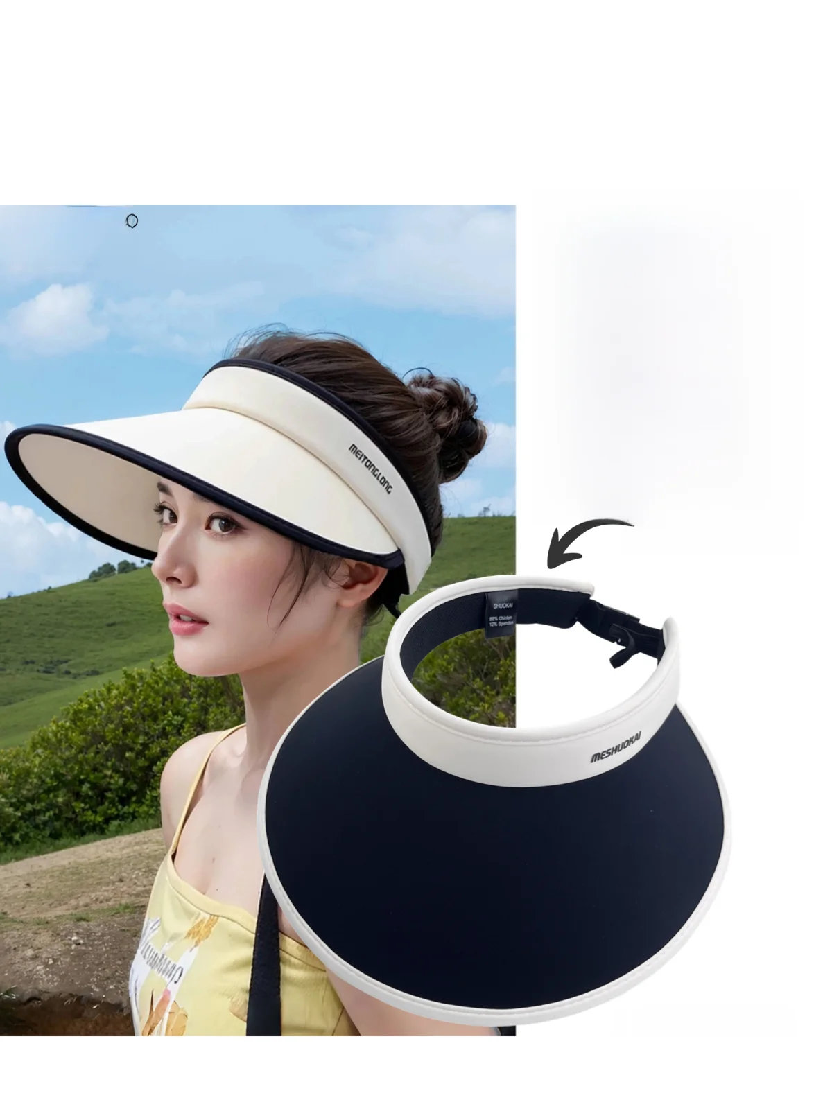 

FAMLON Ice Silk Sun Hat Women's Spring Summer UV Protection Emp Top Foldable Sunade Casual Sle Large Brim Hat
