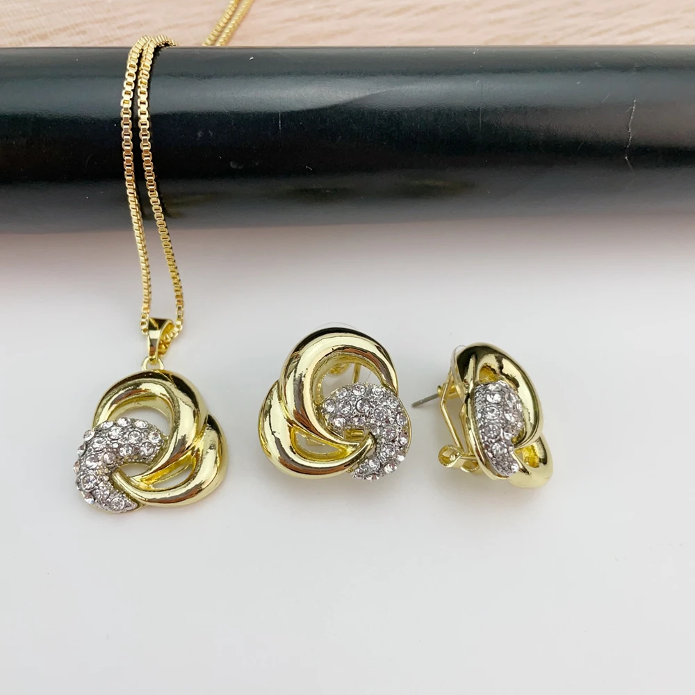 Fashion Classic Jewelry Set For Women Earrings Pendent Romantic Necklace Sets For Wedding Party Anniversary Gift KY25406