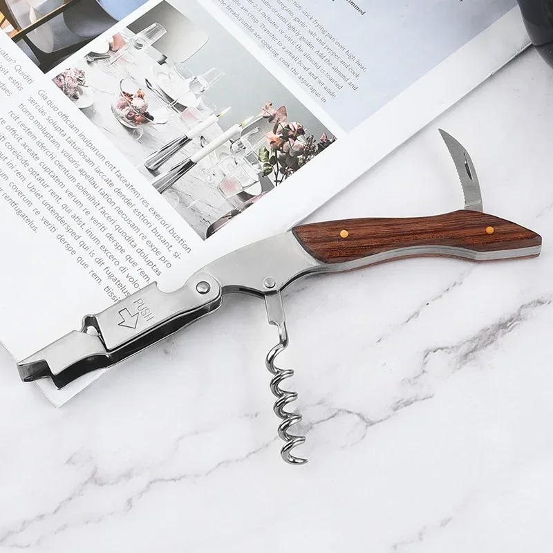 Multifunctional Portable Stainless Steel Wine Corkscrew Hippocampus Wine Opener with Professional Spiral Corkscrew Kitchen Tools