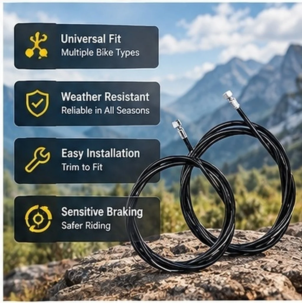 1Set Bike Brake Cable Kit High Durability Heat Resistant Universal Bike Brake Lines for Mountain Road Foldable Bikes Front Rear