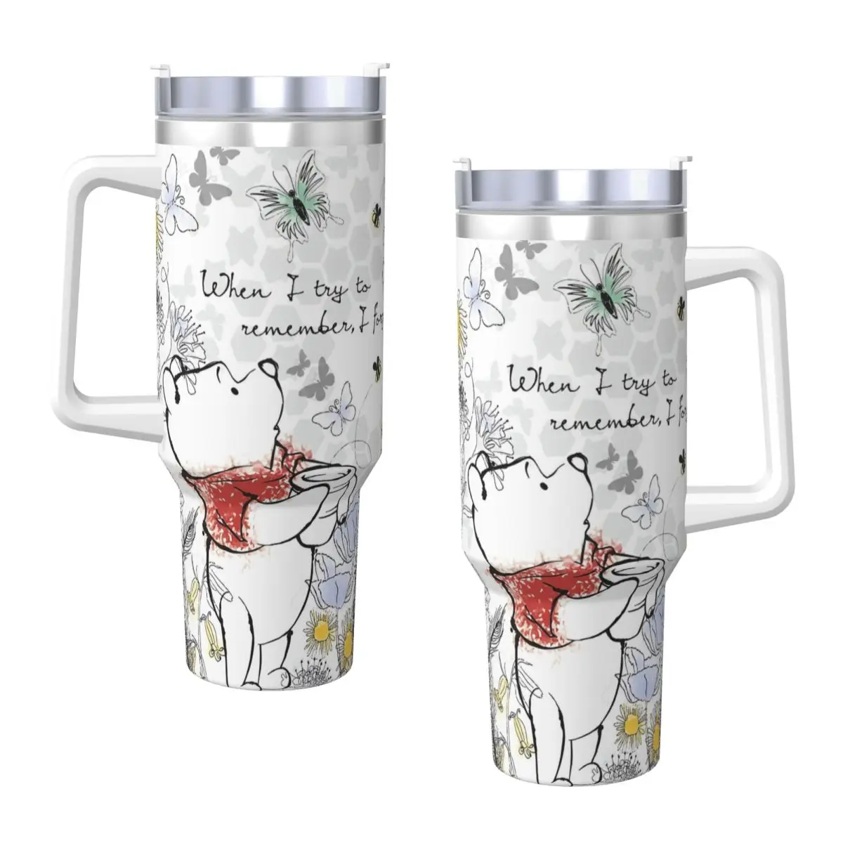 Winnie The Pooh Stainless Steel Tumbler Travel Mugs Cup 40oz Thermal Cups Leakproof Cold Drink Milk Tea Water Bottle