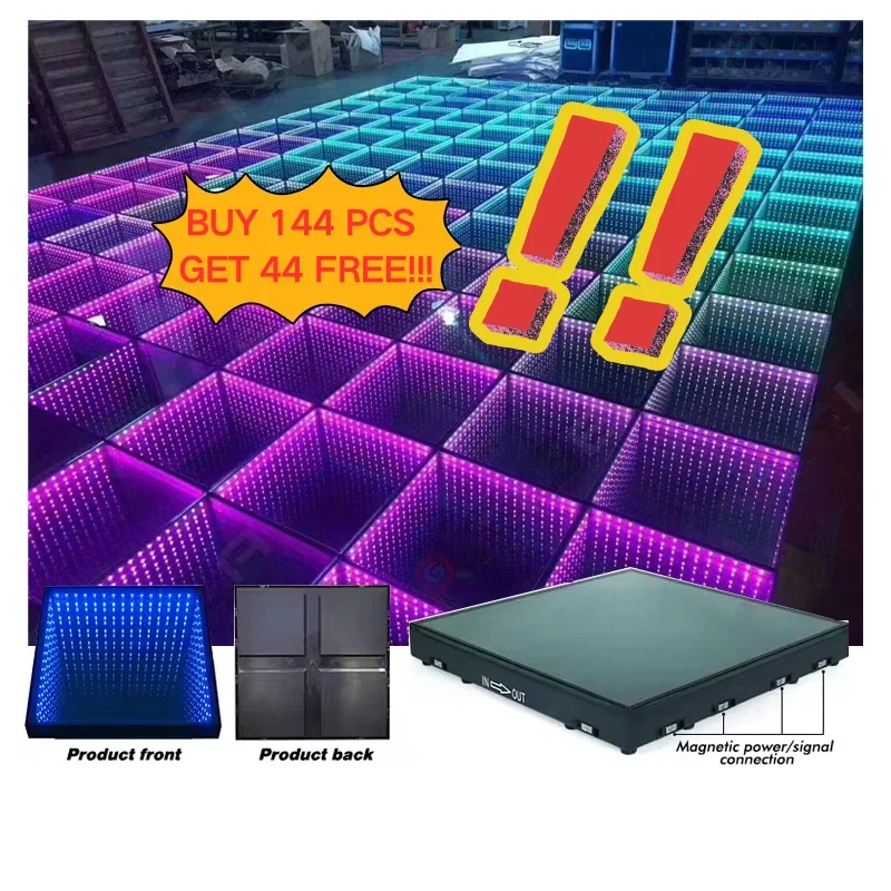 Fast Set Up Ultra-sim Wifi/SD Control and flightcase waterproof 3d MirrorEffect LED Dance Floor for Wedding Party