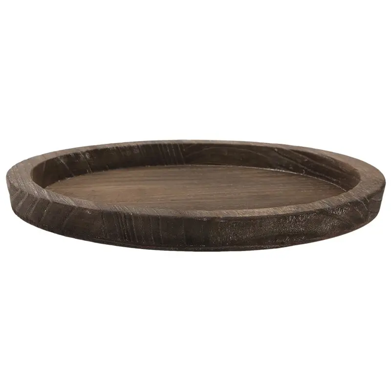 2Pcs Rustic Wooden Tray Candle Holder - Small Decorative Plate Pillar Candle Tray Wood For Farmhouse Dining Table Top-Rated
