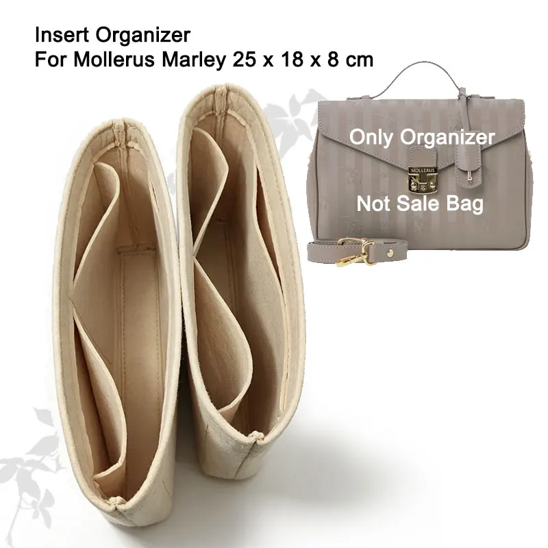 Felt Bag Organizer Insert 2Pcs Set For Mollerus Marly 25x18x8cm Shoulder Bag In Bag Inner Liner Storage Organizer Pouch
