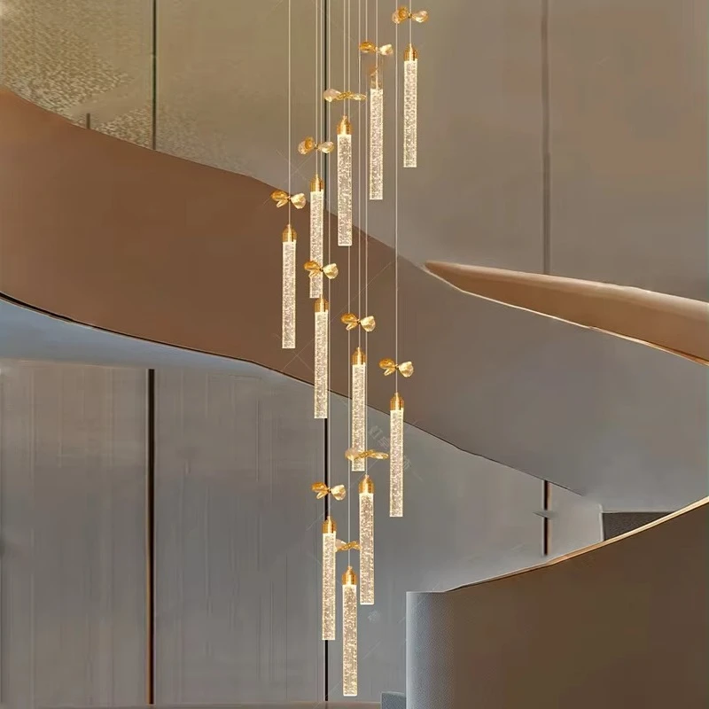 Stair chandelier, living room chandelier, indoor lighting,Modern home decoration luxury crystal chandelier
