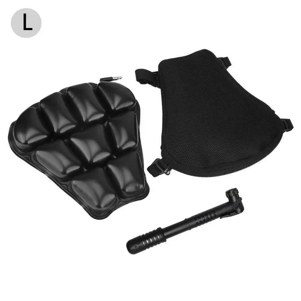 Universal Motorcycle Air Seat Cushion Cover 3D Inflatable Seat Cushion Antiskid Breathable Shock Absorption Seat Mat L/XL