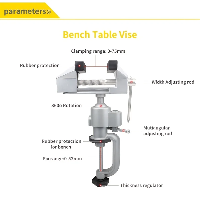 1pc 360 Degree Rotating Universal Table Vise, 2 In 1 Aluminium Alloy Swivel Bench Vise Clamp Units Vise, Mini Table Vise Clamp S