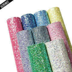 QIBU 22x30cm grosso Glitter tessuto lucido fogli di ecopelle per fare artigianato orecchini borse decorazione accessori fiocco per capelli fai da te