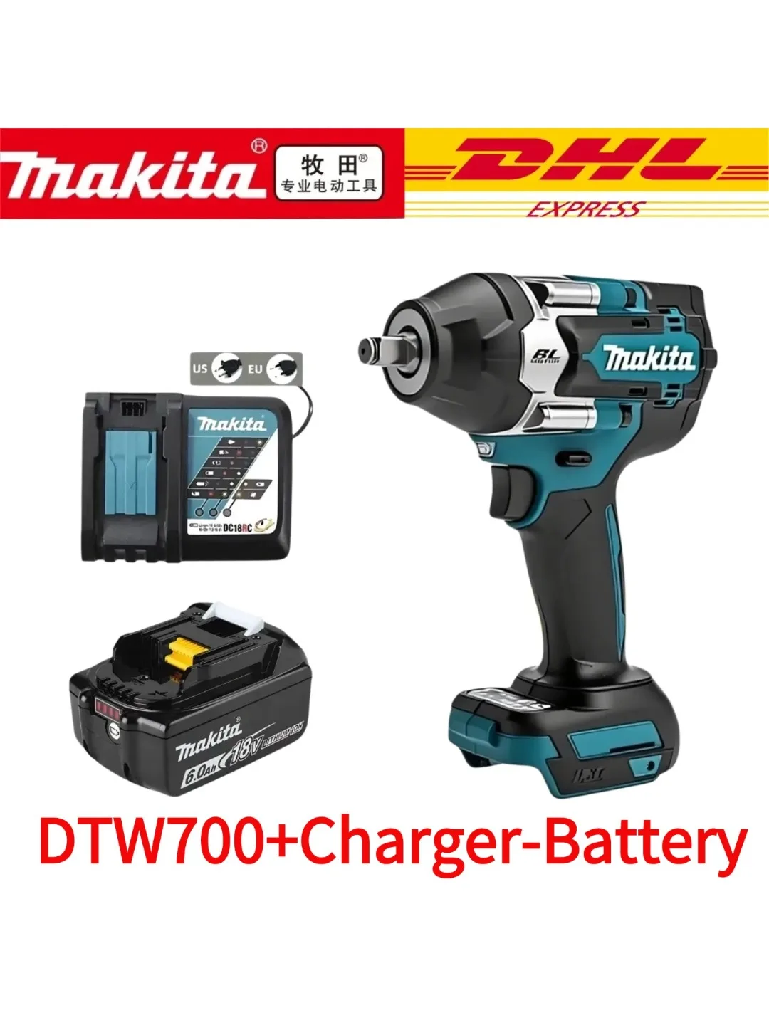 Makita DTW700 Accu-slagmoersleutel 18V borstelloze motor 1000Nm Elektrische sleutel met variabele snelheid Hoge efficiëntie Duurzame automatische stop - afbeelding 2