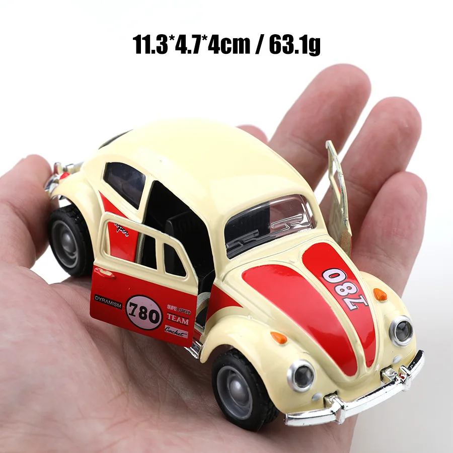 Modelo de coche de aleación con revestimiento retro en bolsas, escarabajo, insecto, simulación de coche clásico, coche de juguete, adorno decorativo