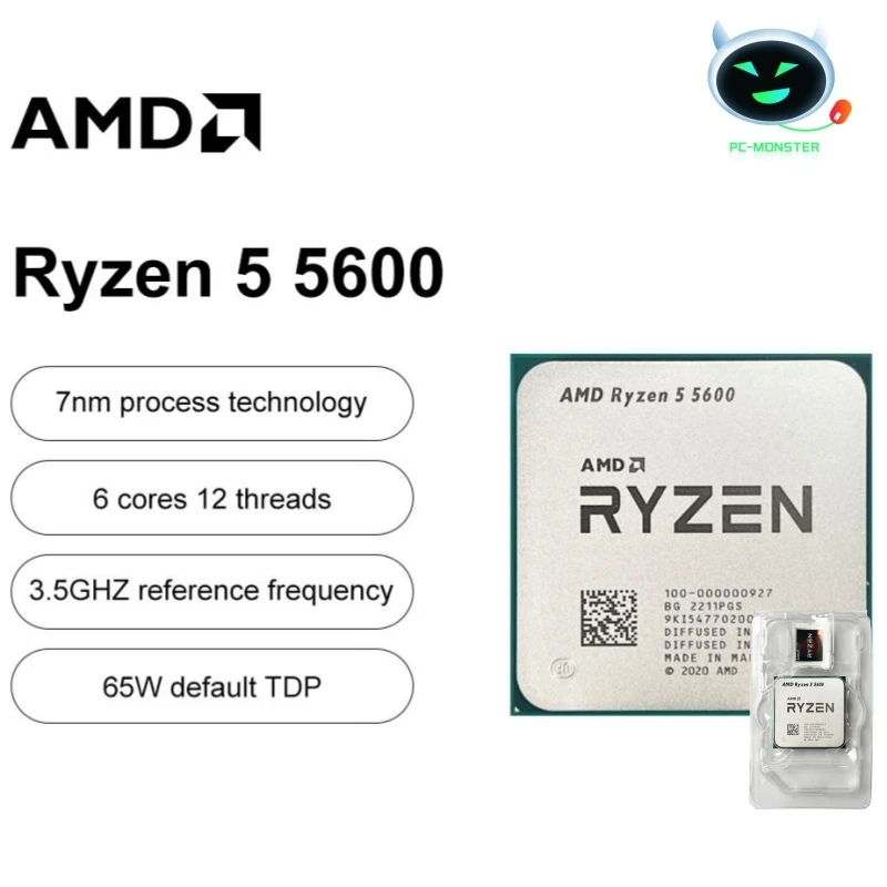 Imagem -05 - Processador para Cpu Amd Ryzen r5 5600 35 Ghz Núcleos 12 Thread 7nm l3 = 32m 100000000927 Socket Am4 Chips Gráficos Novo