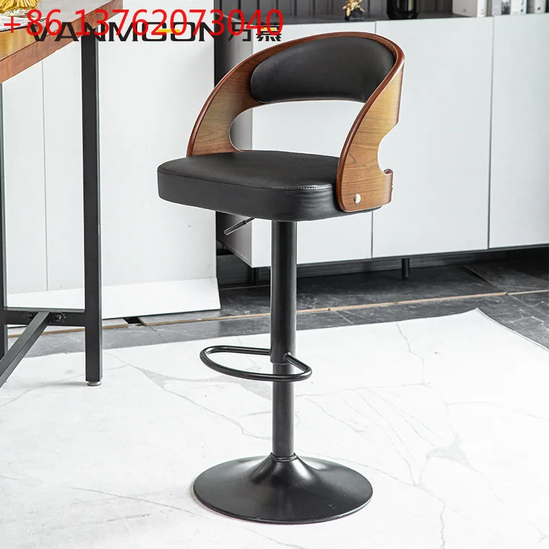 

Light luxury home bar chair wrought iron high chair silent commercial place